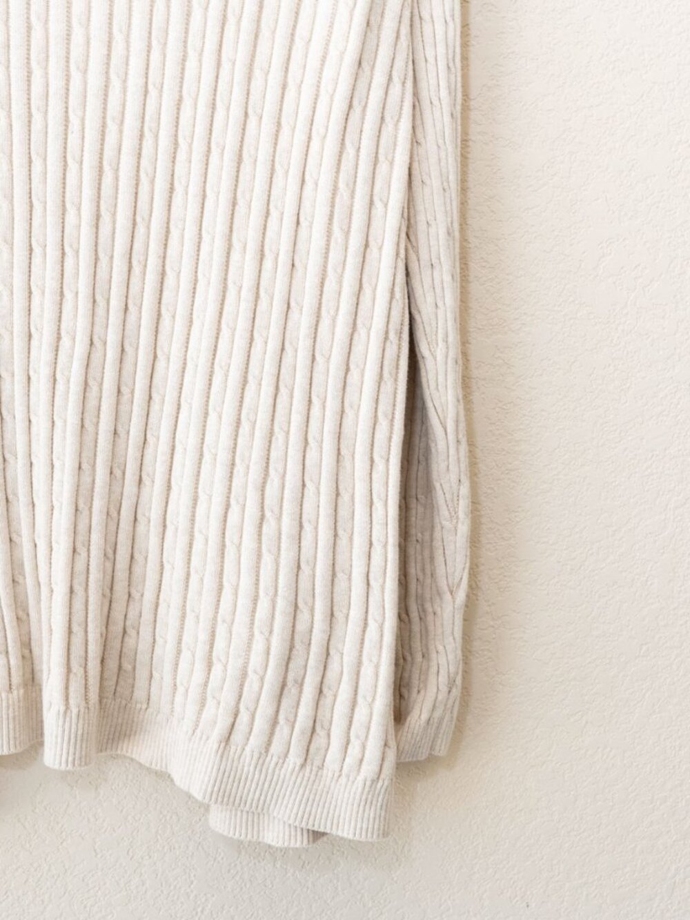 Kim Rogers Cardigan Womens XL Beige 100% Cotton Cable Knit Open Front Pockets - Picture 13 of 13